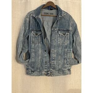 Young Thug Denim Cherub YSL Limited Release H&M jacket Mens Medium Blue Jean